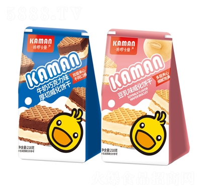 咔啰卡曼厚切豆乳威化餅干218g多口味餅干糕點休閑零食