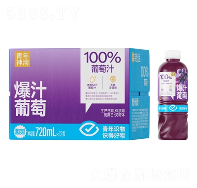 青年神沏100%葡萄汁720ml×12